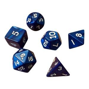 Dungeons & Dragons Polyhedral Dice Set Of 6 Blue / White Numbers Unbranded